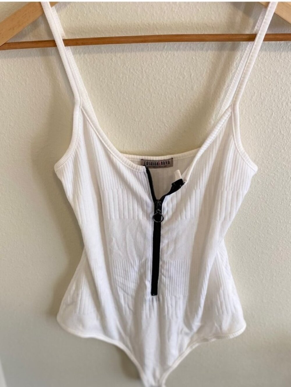 White zip front